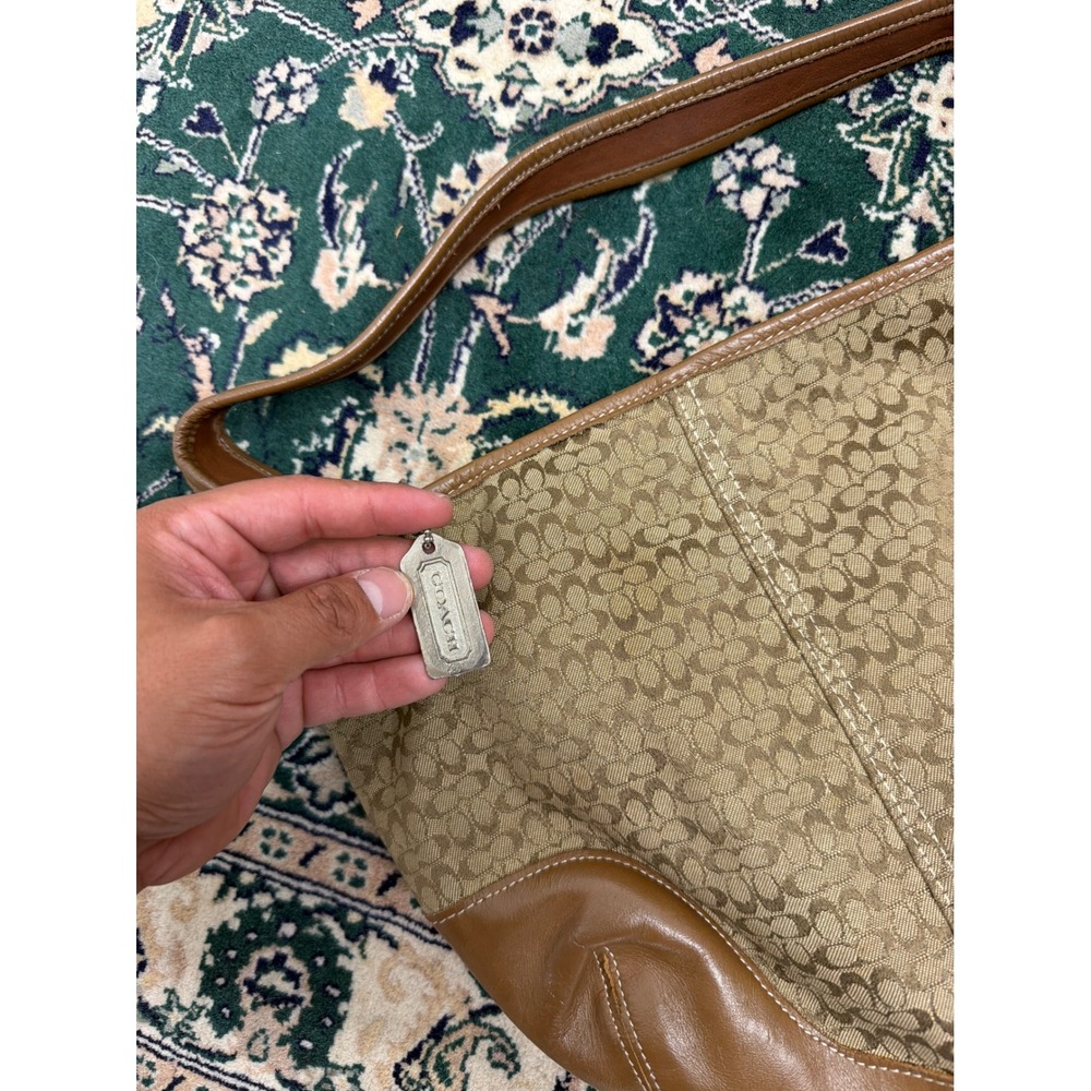 Coach Ergo Signature Jacquard Canvas Hobo Bag Tan Leather Trim 10764 - Picture 3 of 7